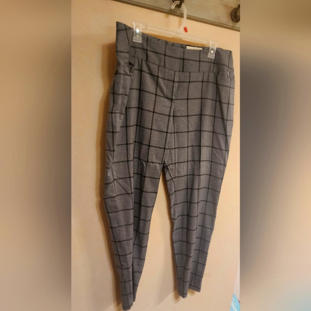 Gray and black plaid pants